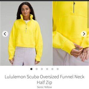 188-$80 *FREE SHIPPING* Lululemon Scuba Oversized Funnel Neck Half Zip Yellow